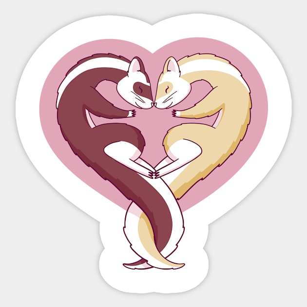 Valentine Ferrets Heart Sticker by Dmitriy